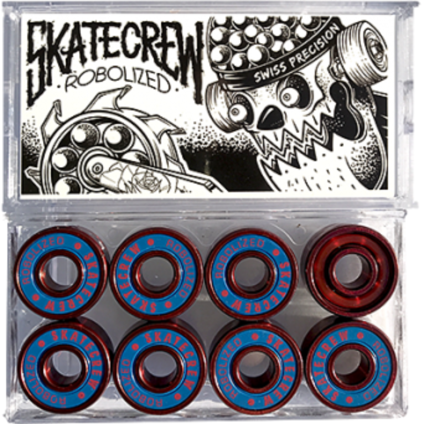 Swiss Robolized V2 - Red/Blue — Roulements de précision suisse skateboard