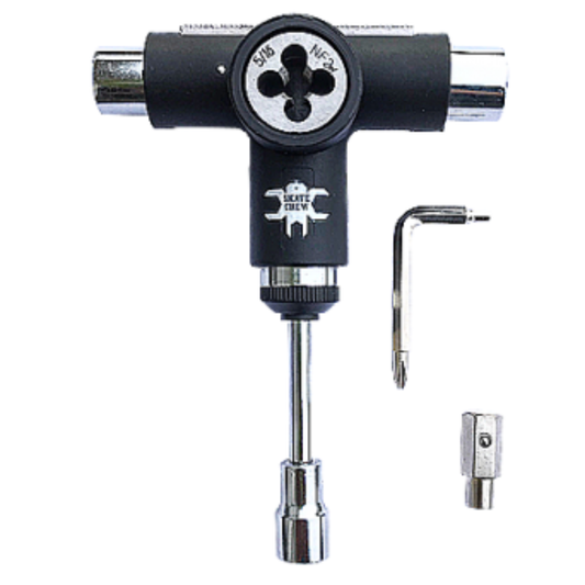 Clé multifonction Master Tool Black Skate Crew avec cliquet clé Allen lime et renforceur d'axes skateboard