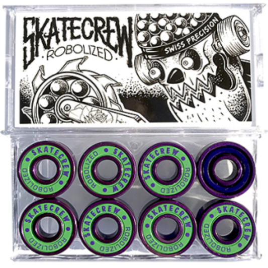 Swiss Robolized V2 - Purple/Green — Roulements de précision suisse skateboard